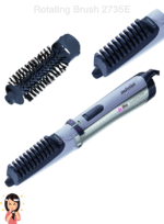 Babyliss Hair Styler Rotating Brush with Attachments, 1000 Watt, Silver/Black - 2735E - Image 2