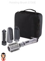 Babyliss Hair Styler Rotating Brush with Attachments, 1000 Watt, Silver/Black - 2735E - Image 5