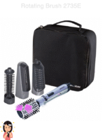 Babyliss Hair Styler Rotating Brush with Attachments, 1000 Watt, Silver/Black - 2735E