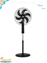 iDO Stand Fan – 18 Inch – 75 Watt – 6 Blades – 3 Speeds – Timer up to 2 Hours – Model SF18-BK – Black