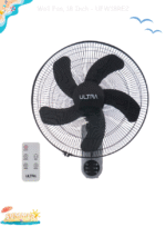 Ultra Wall Fan – 18 Inch – Remote Control – 3 Speeds – 80 Watt – Model UFW18RE2– Black and Grey