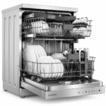 Ariston Freestanding Dishwasher – 15 Persons, 8 Programs, Inverter, Automatic Door Opening, Silver – DFN866XQ - Image 3