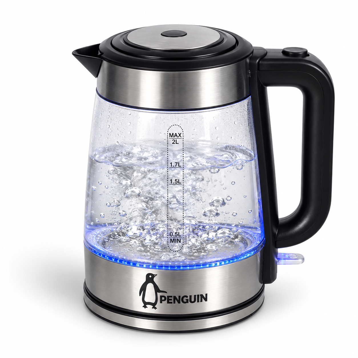 PK1000 (1) غلاية كهربائية بنجوين زجاج 2 لتر 2200 وات بنظام STRIX زجاج شفاف – PK1000 - الصورة 1