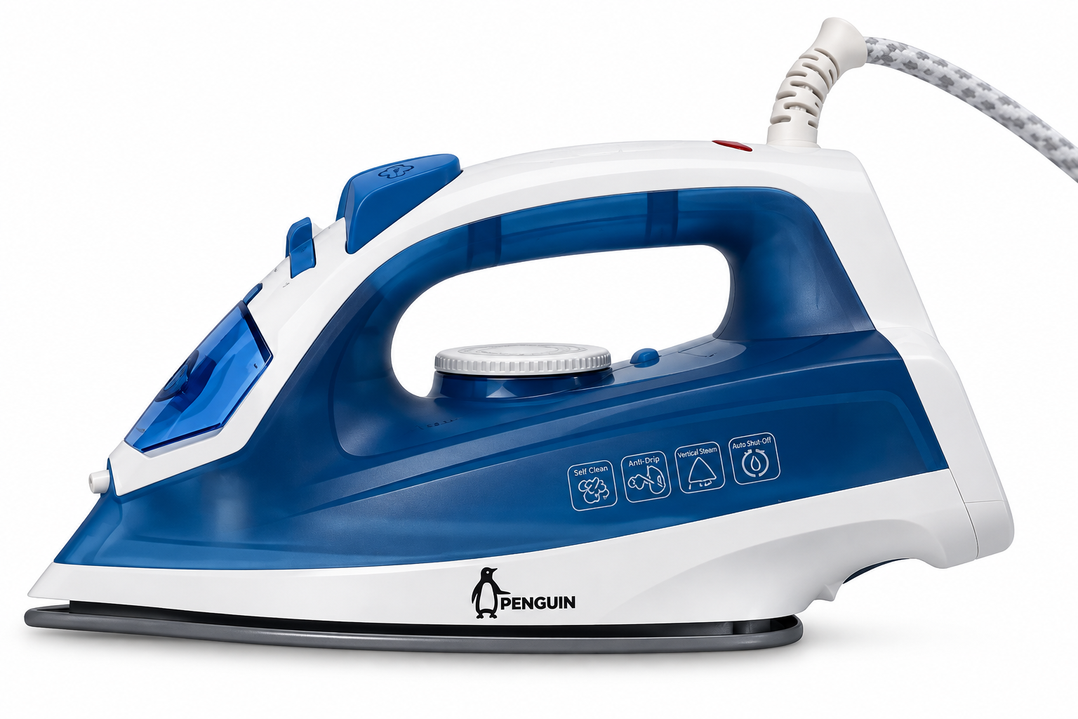 Penguin Blue and White Steam Iron مكواة بخار بنجوين 2000 وات قاعدة سيراميك بيبي بلو – PI2000W - الصورة 1